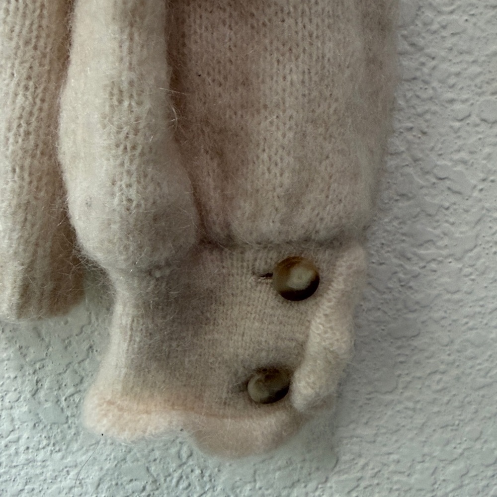 Sezane Women's Mia Natural Beige Wool Kid Mohair Comfy Cardigan Button Front XS - Picture 3 of 8